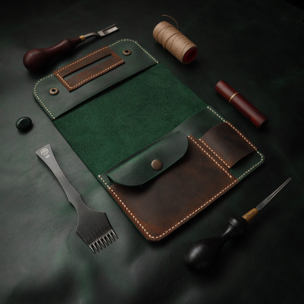 Велика зелено-браон кеса за дуван