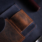 Велика тамноплава и браон кеса за дуван